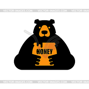 Bear and honey sign icon - vector image