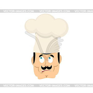 Chef confused emoji. Cook perplexed emotions avatar - vector clip art