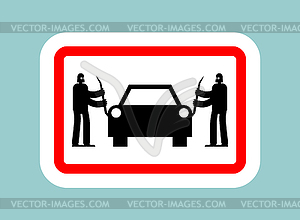 Sign of attention here is stealing car. Caution is - vector image