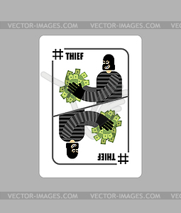 Playing card thief. New Playing card robber - vector clipart