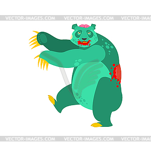 Zombie panda . Zombi chinese bear. Beast revived - vector image
