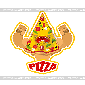 Strong pizza sport logo. pizza Sports team club - vector clipart