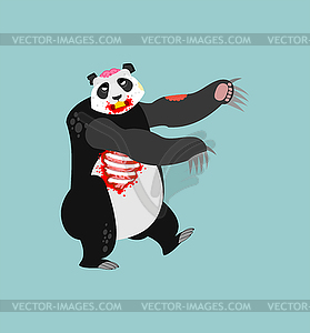 Zombie panda . Zombi chinese bear. Beast revived - vector clip art