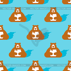 Bear and honey pattern seamless. background - vector clipart