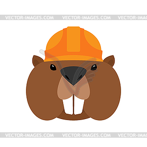 Beaver in helmet symbol. Sign for construction - vector image