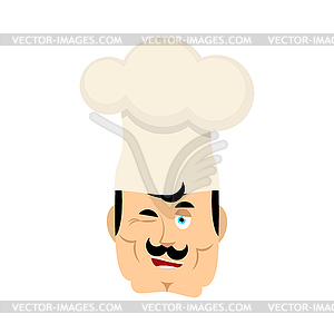 Chef winks emoji. Cook happy emotions avatar. - vector image