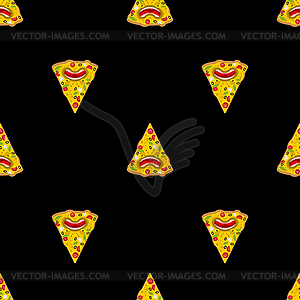 Pizza monster pattern seamless. Terrible fast food - vector clip art