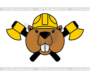 Beaver and axe sign. logo for logging company - vector image