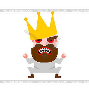 Small evil king. ferocious dwarf screams. low KING - stock vector clipart