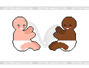 Little baby pixel art. 8 bit little kid. pixelated - vector clip art