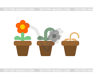 Withered flower in pot. flower sear . illustratio - vector clipart