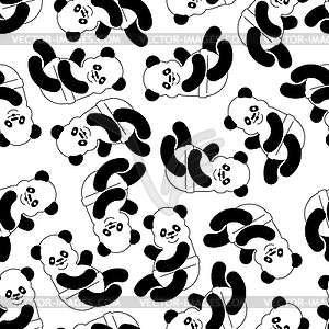 Little Panda pattern seamless. Chinese bear little - vector image