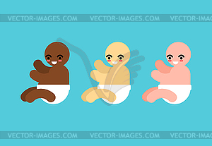 Little baby of different races set. little kid - vector EPS clipart