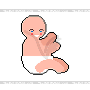 Little baby pixel art. 8 bit little kid. pixelated - vector image