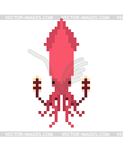 Squid pixel art . 8 bit calamary icon. pixelated - vector clip art