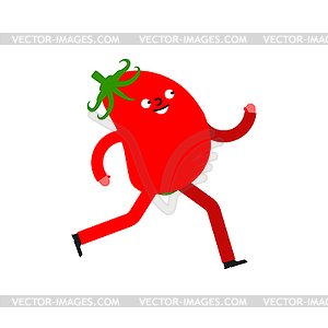 Tomato is running. Sports vegetable - vector image