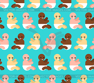 Little baby pattern seamless. little kid background - vector clipart