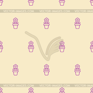 Flower in pot pattern seamless. houseplants - vector image