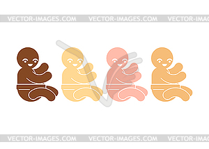 Little baby of different races set. little kid - vector clip art