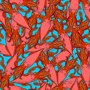 Squid pattern seamless. calamary background. Baby - vector clip art