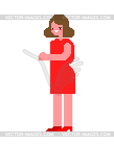 Woman pixel art. 8bit female. pixelated - vector clipart