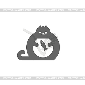 Cat and aquarium. Cat watching fish in aquarium. - vector clipart