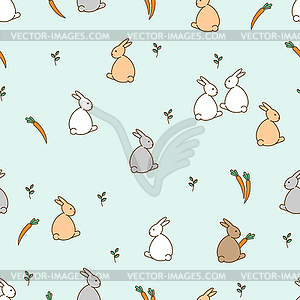 Cute hare pattern seamless. pretty rabbit - vector clipart