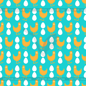 Chicken and egg pattern seamless. Farm bird - vector image