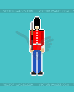 Beefeater British Royal Guardsman pixel art. 8 bit - vector clip art