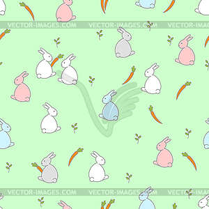 Cute hare pattern seamless. pretty rabbit - vector clipart