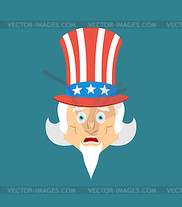 Uncle Sam scared OMG emotion. Oh my God emoji. - vector clip art