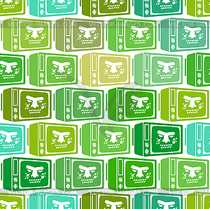 Zombie TV pattern seamless. Zombi televisor - vector image