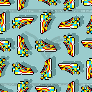 Sneakers pixel art pattern seamless. 8 bit sneaker - vector clip art