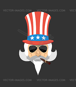 Uncle Sam Cool serious avatar of emotions. Man - vector image