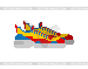 Пиксельная графика кроссовок. 8-битные кроссовки. пикселизированный - изображение в формате EPS