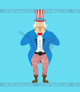 Uncle Sam scared OMG emotion. Oh my God emoji. - vector clipart