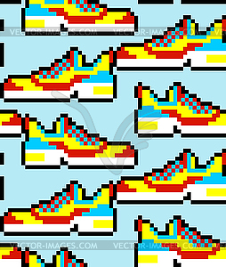 Sneakers pixel art pattern seamless. 8 bit sneaker - royalty-free vector clipart