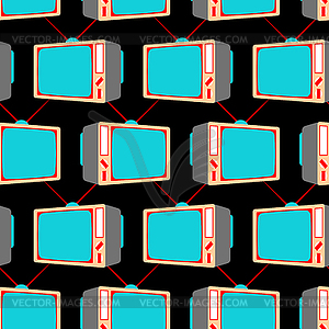 Retro TV pattern seamless. Old televisor background - vector image