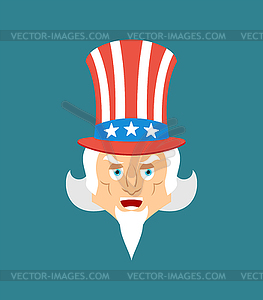 Uncle Sam happy emoji. Man merry emotions. Uncle Sa - vector clip art