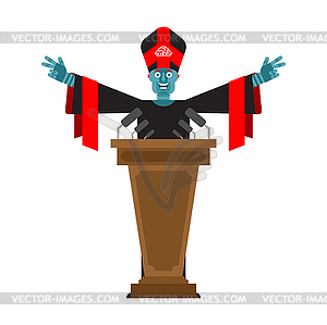 Robot pastor. Cyborg preacher. Robot reads sermons - vector image