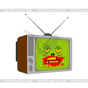 Zombie TV. Zombi televisor. brainwashing concept. - vector clip art