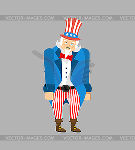 Uncle Sam sad emoji. sorrowful Uncle Sam dull - vector clip art
