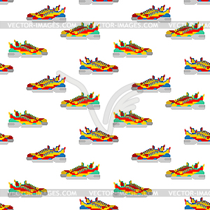 Sneakers pixel art pattern seamless. 8 bit sneaker - royalty-free vector clipart