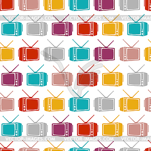 Retro TV pattern seamless. Old televisor background - vector clipart