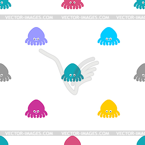 Octopus cute cartoon pattern seamless. Little poulp - vector clipart / vector image