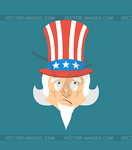 Uncle Sam confused emoji oops. Man perplexed - vector image