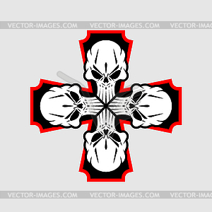 Крест из черепов. Значок для солдатской пейнтбольной команды - векторизованное изображение