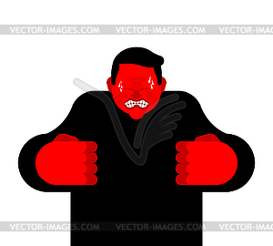 Straining face emotion. Tense face guy. Grimacing - vector clip art