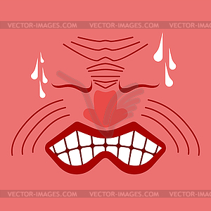 Straining face emotion. Tense face guy. Grimacing - vector image