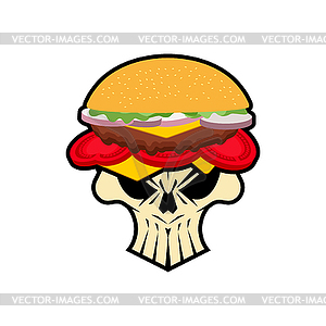 Skull burger. Harmful food. not healthy fast food - vector clipart / vector image